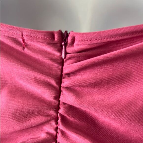 SHEIN Women's Pink Adj. Spaghetti Strap Back Zip Ruched Mini Dress Size Medium - Picture 7 of 11